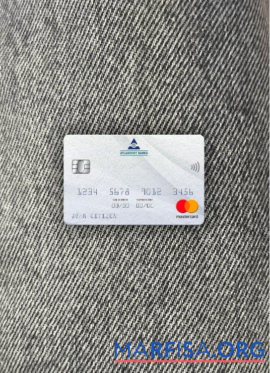 Realistic Montenegro Atlasmont Bank mastercard photolook front sample